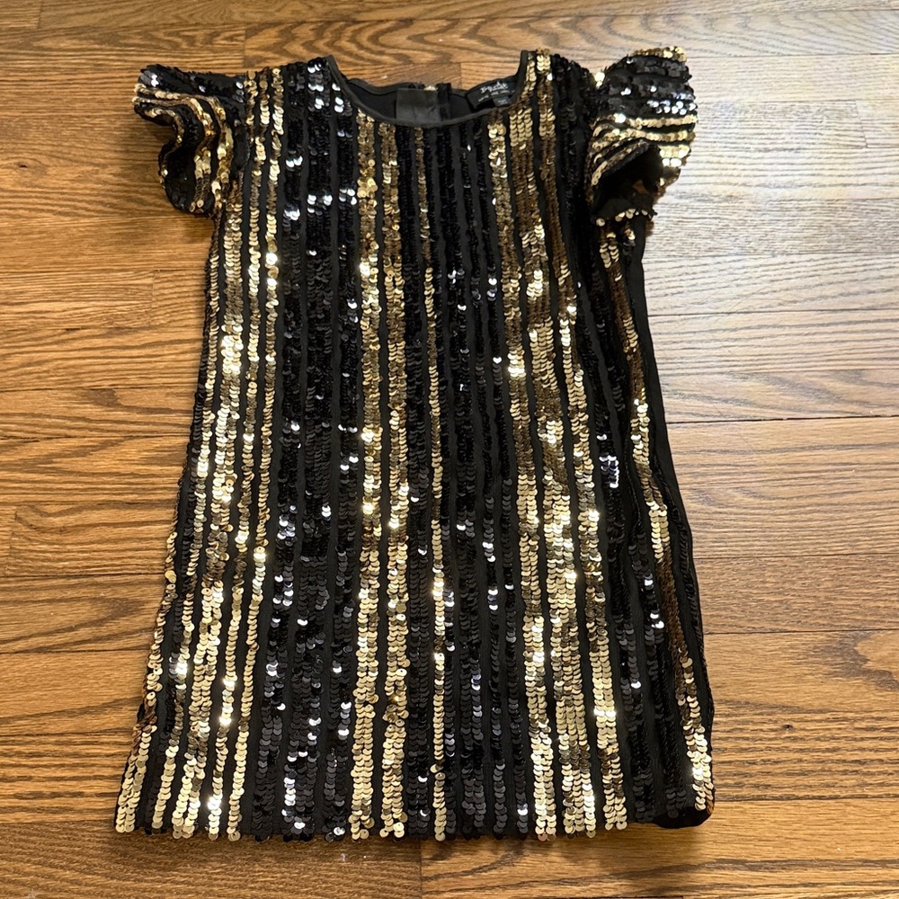 Bandot Junior Black and Gold Sequin Dress Size 6